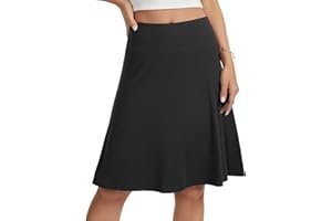 High-Rise Skirt and Tank Top: A visual study in effortless proportions — VIISHOW Women's Knee Length Skirt High Waisted Stretchy A-Line Skater Skirt Soft Knit Modest Casual Skirts for Daily Wear
