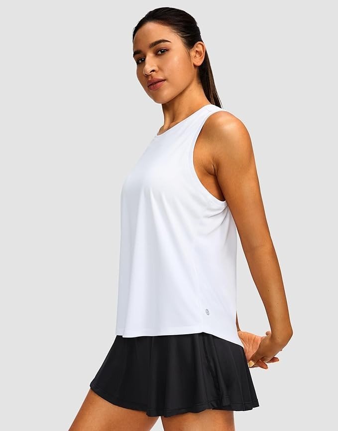 The effortless transition: Tank Top under the golden-hour sky — Women's Workout Tops Racerback Athletic Tank Tops Sleeveless Loose Fit Yoga Running Gym Shirts for Women