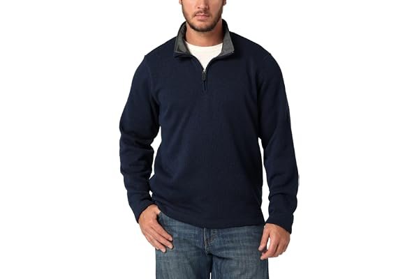 A quick at-home check-in: Jacket style notes — Wrangler Authentics Men's Long Sleeve Fleece Quarter-Zip