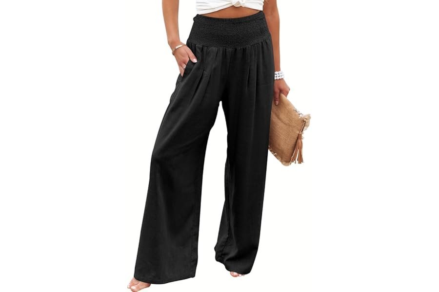 Finding the perfect balance with T-Shirt under the morning sun — ANRABESS Women Linen Palazzo Pants Summer Boho Wide Leg High Waist Casual Lounge Pant 2026 Beach Travel Vacation Outfits