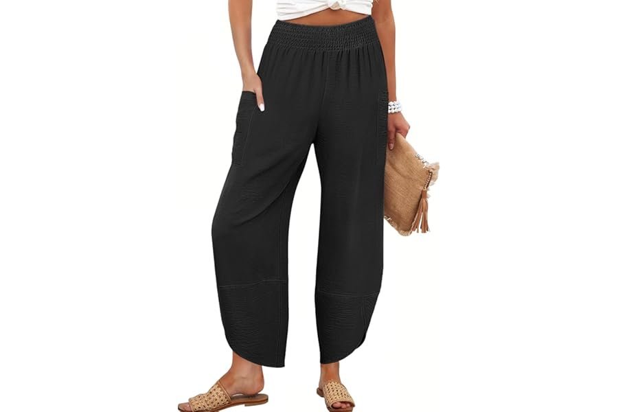 The Hoodie outfit for when casual needs a better publicist — ANRABESS Womens Wide Leg Palazzo Capri Pants 2026 Summer Casual High Waisted Barrel Lounge Flowy Cropped Beach Work Trousers