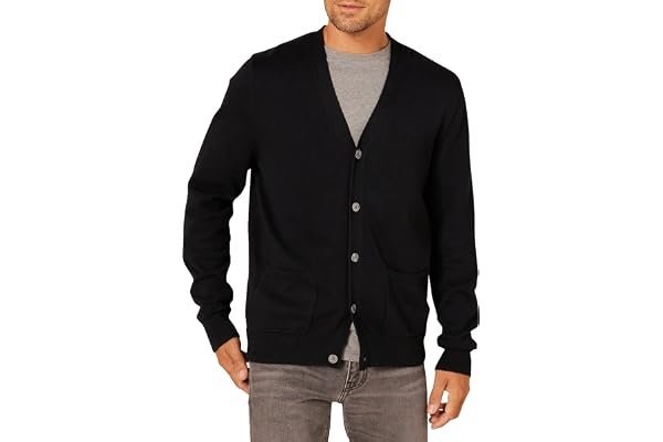 Backyard park run: High durability fit for playground duties — Amazon Essentials Men's V-Neck Cotton Cardigan Sweater
