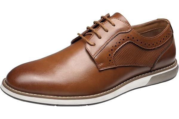 Commuting to the backyard playground: Solid comfort build — Bruno Marc Men's Casual Dress Sneaker Shoes, Business Formal Derby Plain Toe Oxfords Crossflex GentEdge
