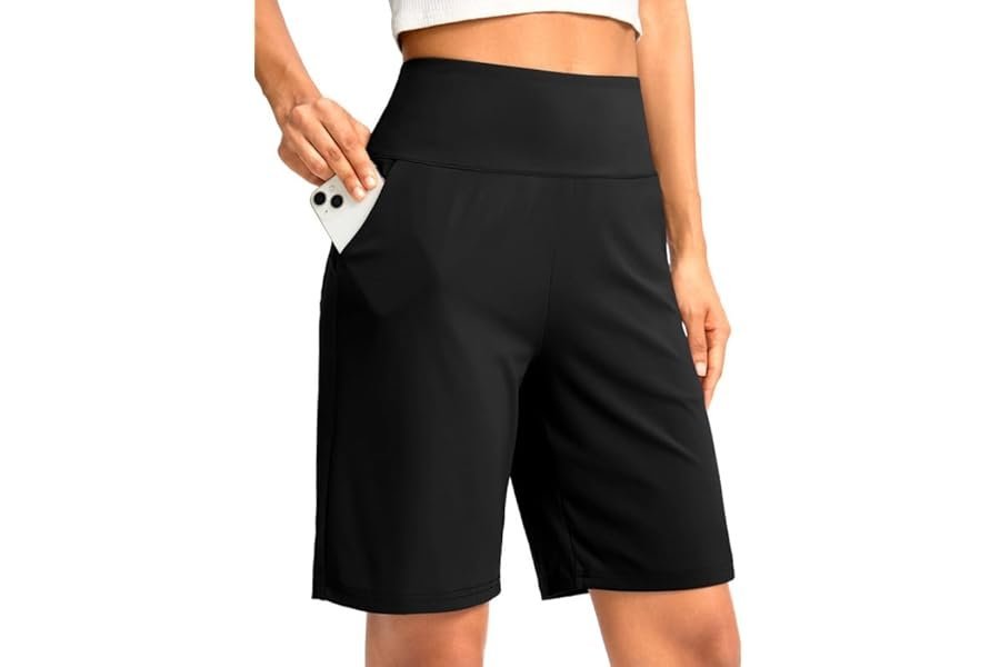 Upgrading the classic at-home uniform with Lightweight Jacket — G Gradual Women's Bermuda Long Shorts with Pockets 9
