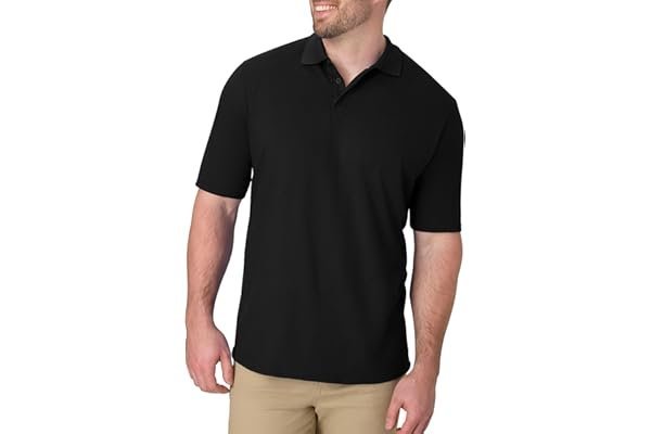 Elevator mirror check: Simple gamer dad daily uniform — Hanes Men's X-Temp Short Sleeve Polo Shirt, Midweight