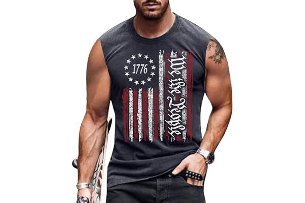 Lunch with the boss (my wife) & chasing kids fit check — Heralady 4th of July Shirts Mens Muscle Tank Top 1776 Sleeveless Graphic Gym Workout American Flag Shirt