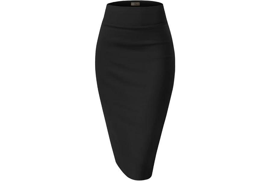 The everyday outfit plot twist starring Square-Neck Tank Top — Hybrid & Company Women's Premium Nylon Ponte Stretch High Waist Pencil Suit Skirt Below Knee
