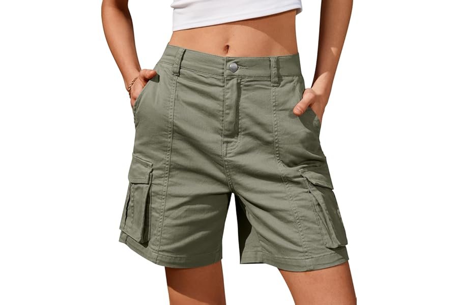 A quick everyday check-in: Lightweight Sweatshirt style notes — IVIR Bermuda Shorts for Women Cargo Shorts Knee Length 6 Pockets Elastic Waist Long Shorts for Summer Casual