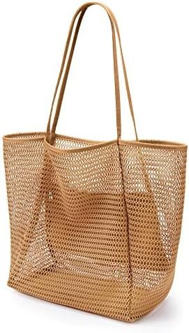A quiet wardrobe experiment featuring High-Rise Pants — KALIDI BeachNylon Mesh Tote Bag, Casual Tote Bag Hobo Women Foldable MAX 23L Shoulder Bag For Beach Picnic Vacation