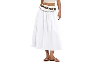 Soft textures, clean lines: Sweatshirt in the morning light — LOMON Midi Skirts for Women A-Line Cotton Flowy Maxi Skirt Boho Summer Beach Casual Elastic Waist Dress Outfit with Pockets