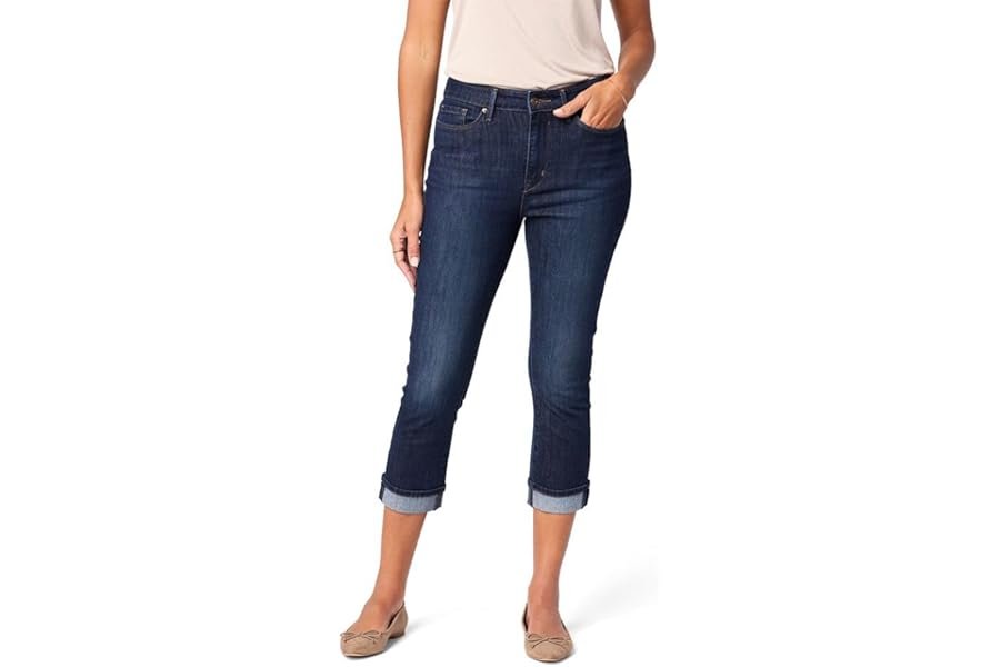 How to style Off-The-Shoulder T-Shirt for that effortless midday transition — Levi Strauss Signature Gold Women's Mid-Rise Slim Fit Capris Stretch Denim (Also Available in Plus Size)