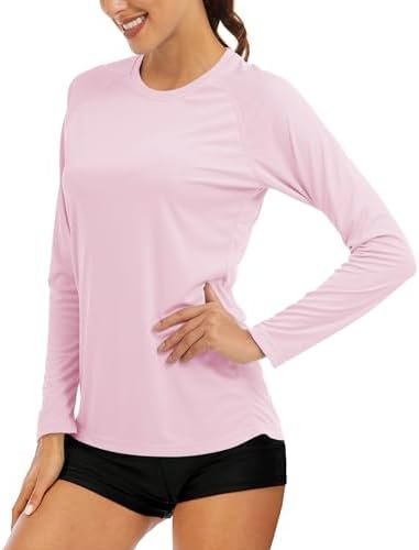 The High-Rise Shorts outfit for when casual needs a better publicist — MAGCOMSEN Women's Long Sleeve Shirts UPF 50+ Sun Protection Shirts for Hiking Fishing Workout Rash Guard