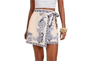 The low-stress outfit formula starring Cropped Jacket and Shorts — MakeMeChic Women's Summer Boho Wrap Mini Skirt Beach Vacation Short Skirts