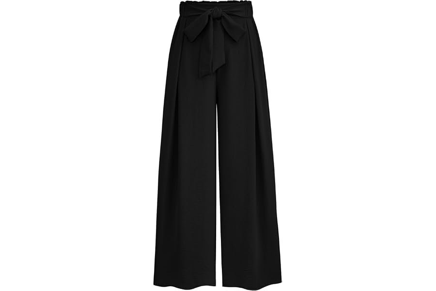 Sweatshirt and Wide-Leg High-Rise Trousers: A visual study in effortless proportions — PRETTYGARDEN Women's Wide Leg Work Pants Business Casual High Waisted Loose Palazzo Trouser Summer Clothes