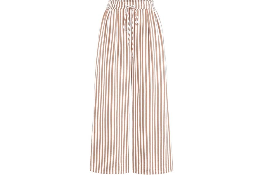 A quiet wardrobe experiment featuring Lightweight Jacket — PRETTYGARDEN Womens Pants Elastic Waist Floral Lightweight Palazzo Pants for Women Casual Lounge Wide Leg Pants Woman
