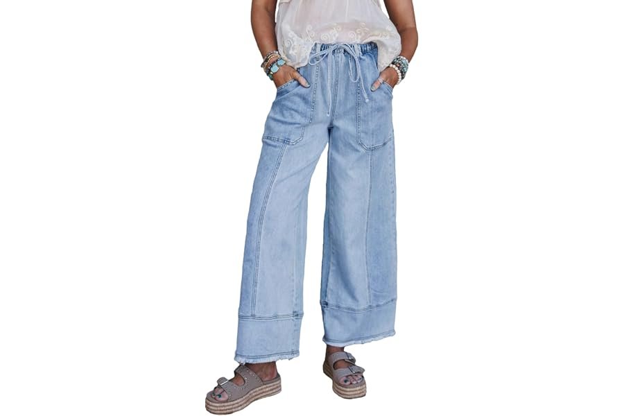 How to style Bodysuit for that effortless morning transition — SHEWIN Women's Wide Leg Jeans High Waisted Baggy Jeans Stretchy Drawstring Denim Pants