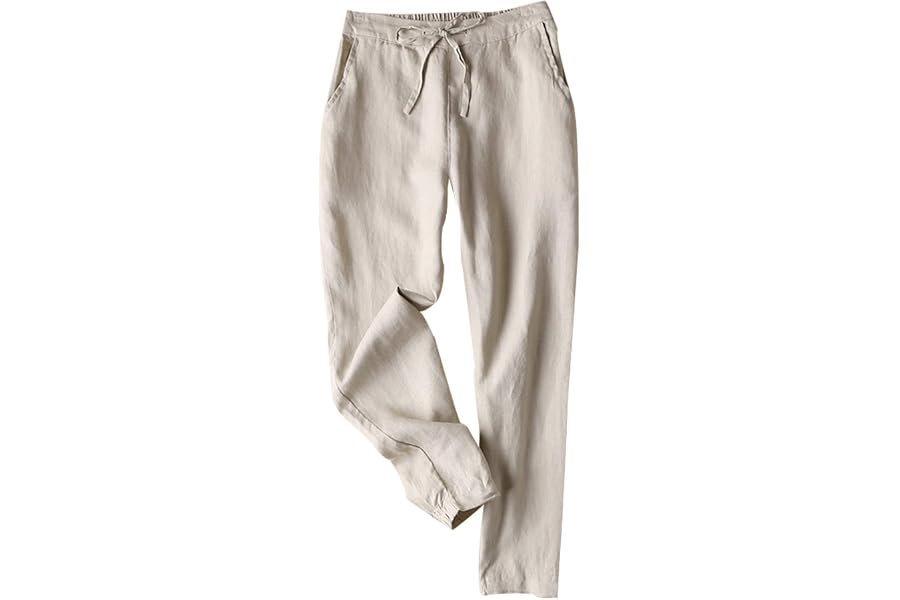 The at-home styling trick: letting Lightweight Tank Top set the visual tone — Tanming Linen Pants for Women Summer Casual High Waisted Drawstring White Beach Pant
