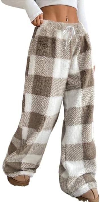 How Lightweight Jacket instantly elevated a five-minute at-home look — codcm Womens Plush Pajama Pants Plaid Pj Bottoms Winter Warm Fuzzy Fleece Lounge Pants