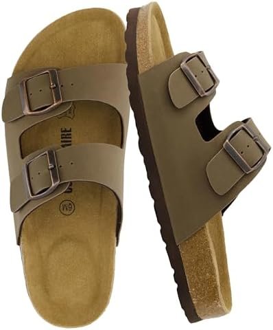A quick at-home check-in: Top style notes — CUSHIONAIRE Lane Cork Footbed Womens Sandals Comfortable Double Buckle Slip On Sandals for Women with Arch Support and Classic Two Strap Design