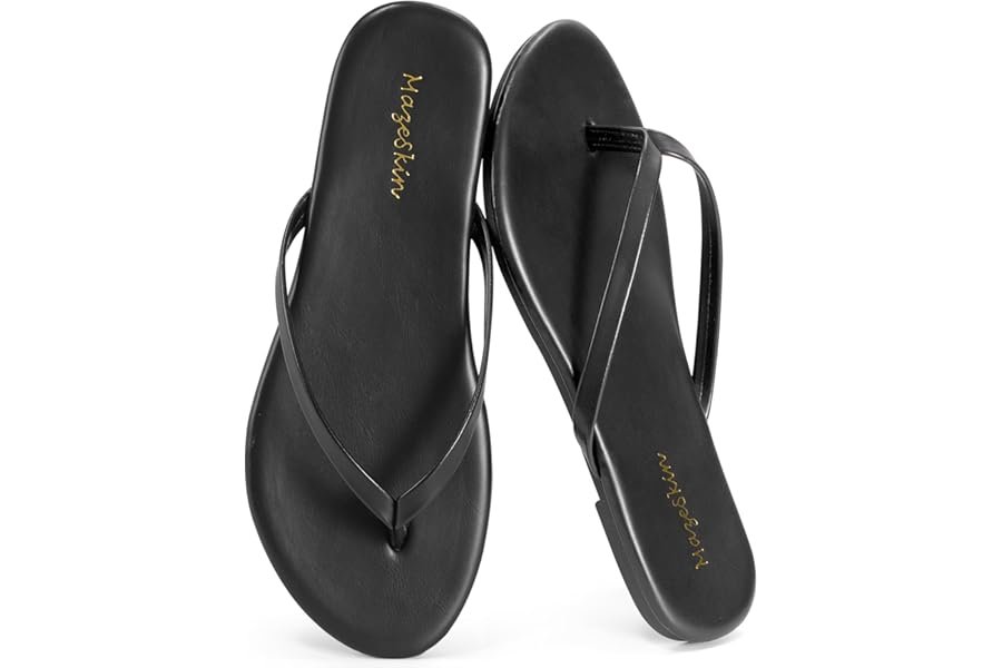 Why Bodysuit is the ultimate foundation for everyday styling — mazeskin Women's Memory Foam Comfortable Flat Thong Sandals Dressy Summer Beach Leather Slide Flip Flops