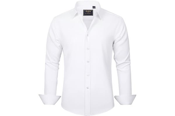 Quick elevator OOTD: No golden hour needed when the lighting hits  — J.VER Men's Dress Shirts Solid Long Sleeve Stretch Wrinkle-Free Formal Shirt Business Casual Button Down