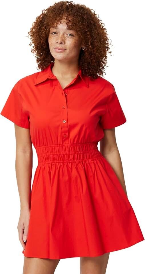 Building a low-maintenance everyday edit around Shorts — Amazon Essentials Women's Fit & Flare Cotton Poplin Collared Short Sleeve Dress with Elastic Waist
