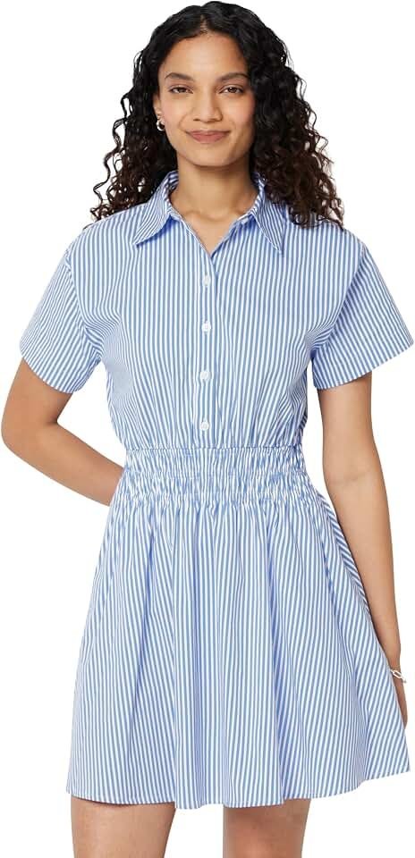 A quick everyday check-in: Shorts style notes — Amazon Essentials Women's Fit & Flare Cotton Poplin Collared Short Sleeve Dress with Elastic Waist