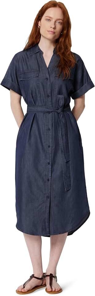 Minimalist styling rules: Shorts taking center stage — Amazon Essentials Women's Relaxed-Fit Short Sleeve Button-Down Dress with Belt