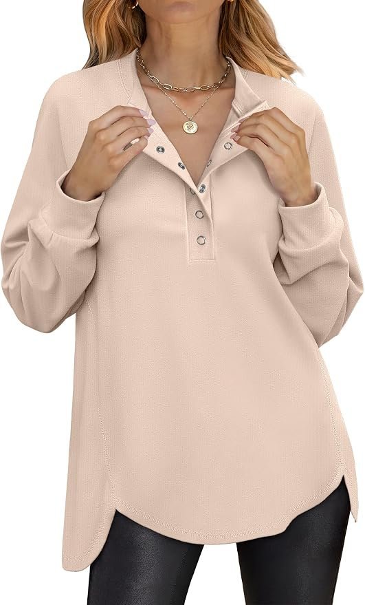 The schedule said casual; Sweatshirt heard camera-ready — Anrabess Sweatshirt for Women Oversized Henley Tunic Tops
