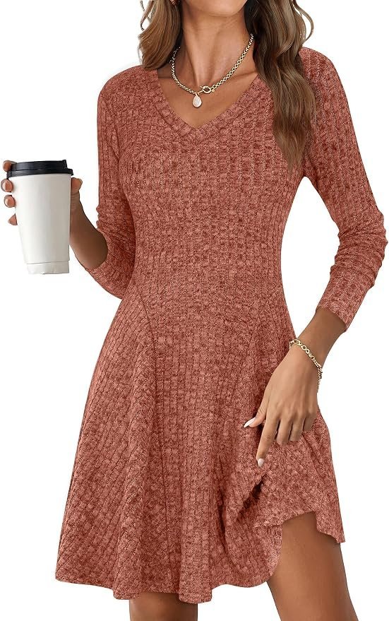 The understated chic edit: Shorts for a morning outing — Anrabess Women's Long Sleeve Fall Short Sweater Dress