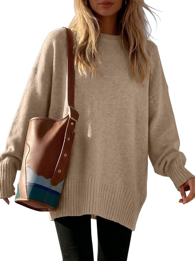 Partly cloudy, fully styled in Top — Anrabess Oversized Sweaters for Women Batwing Fall Outfits