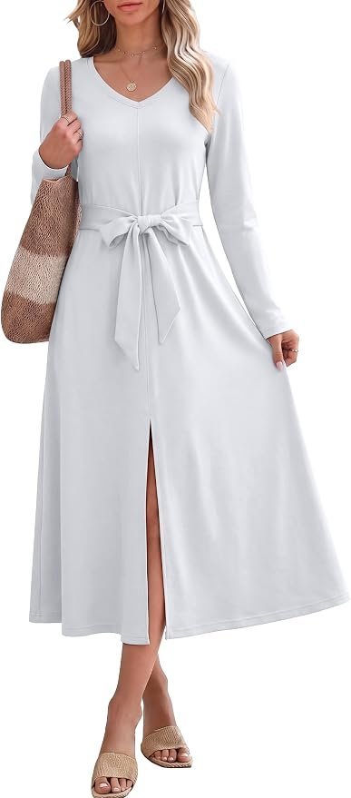 Fit check: Dress chose the whole mood — Anrabess Womens Wrinkle Free Long Sleeve Fall Midi Dress with Pockets