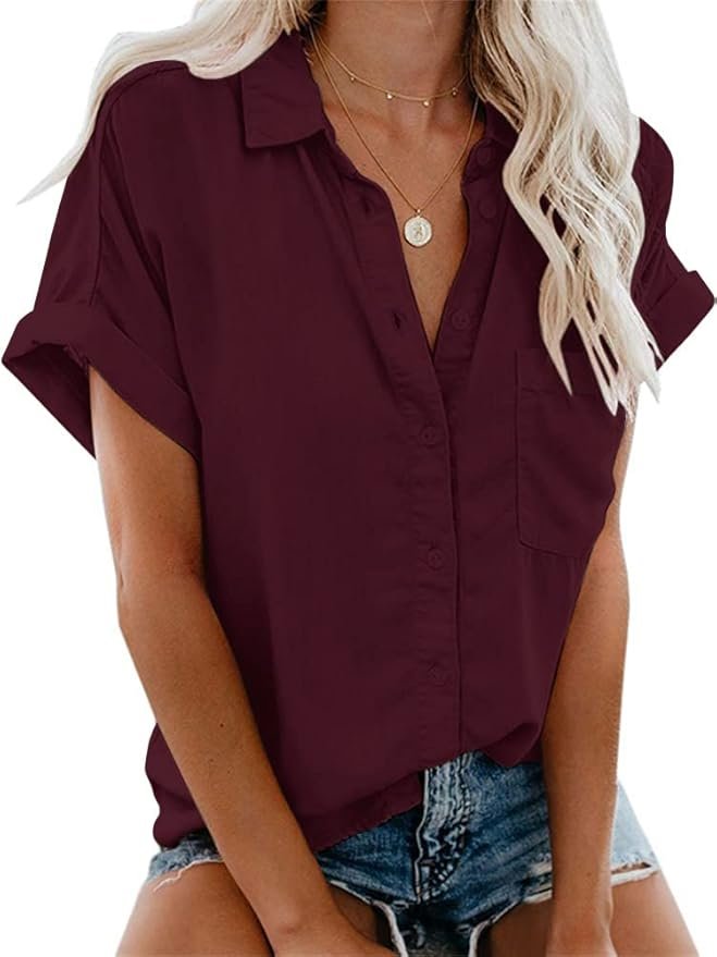 I told Shorts a joke. It was in stitches — Apraw Womens Casual Button Down Short Sleeve Shirts 2026 Summer Fashion Cotton Linen Shirt Top Blouses with Pocket