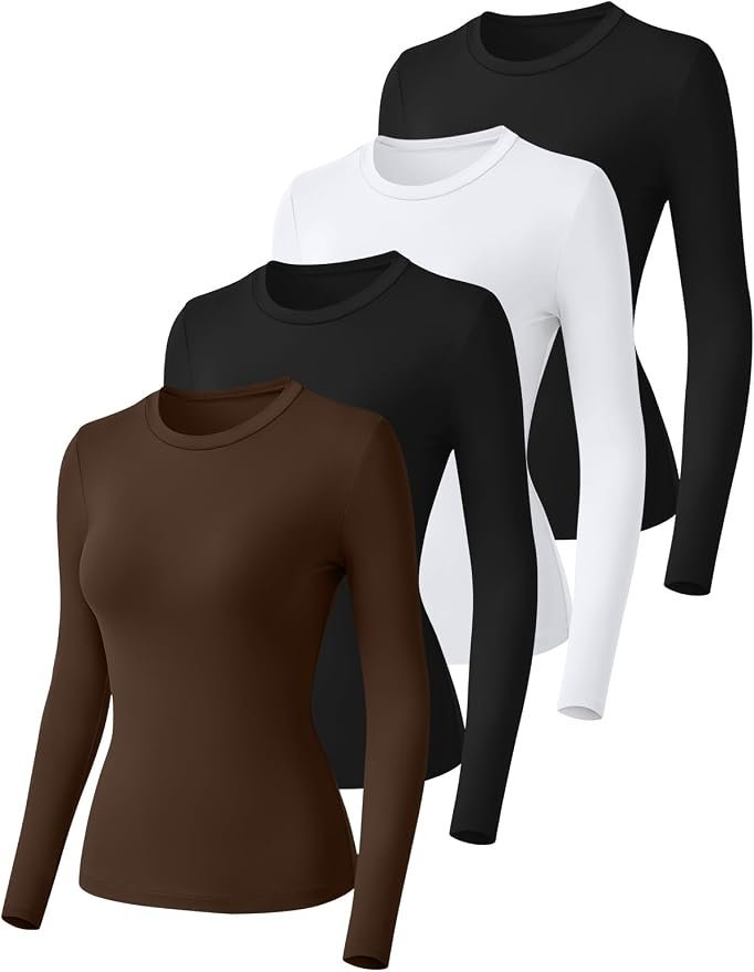 Shirt understood the assignment before I did — Automet 4 Pack Womens Underscrubs Long Sleeve Shirts Basics Tops 2026 Fall