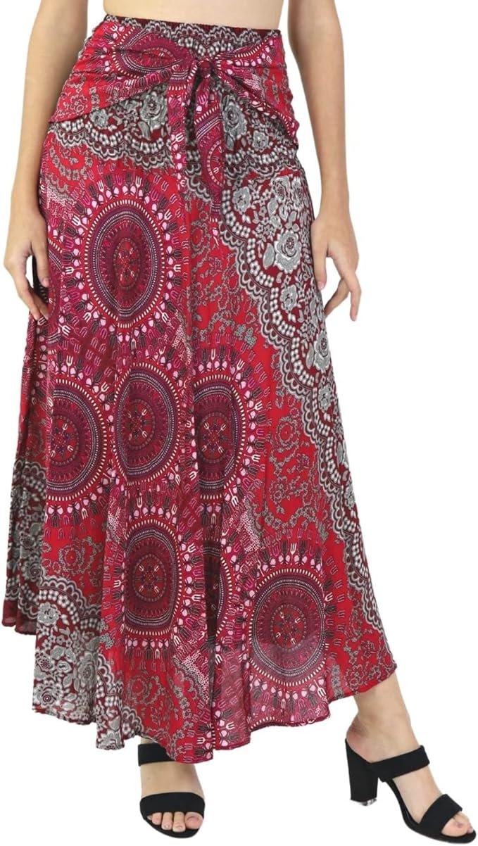 Wind advisory: Lightweight Skirt may steal the scene — Boho Pants Boho Maxi Skirt for Women - 2-in-1 Dress & Long Skirt for Women - Lightweight Skirts with Elastic Waist - Color