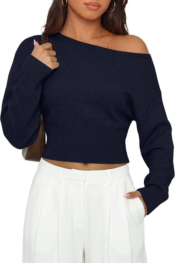 The morning style agenda for Cropped Off-The-Shoulder Top — Caracilia Womens Off The Shoulder Sweaters Fall Going Out Cropped Tops