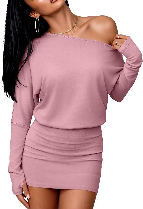 Styling Dress without overcomplicating the rest of the look — Caracilia Womens Off Shoulder Long Sleeve Bodycon Mini Dress