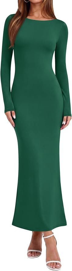 Plans changed. Dress did not panic — Caracilia Women Long Sleeve Bodycon Maxi Dress