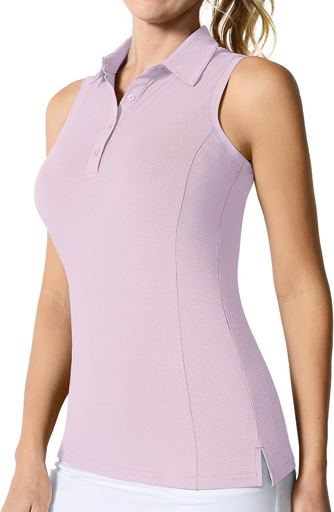 The schedule said casual; Tank Top heard camera-ready — Casei Women's Sleeveless Golf Polo Shirt Collared Tank Top Quick Dry UPF50+