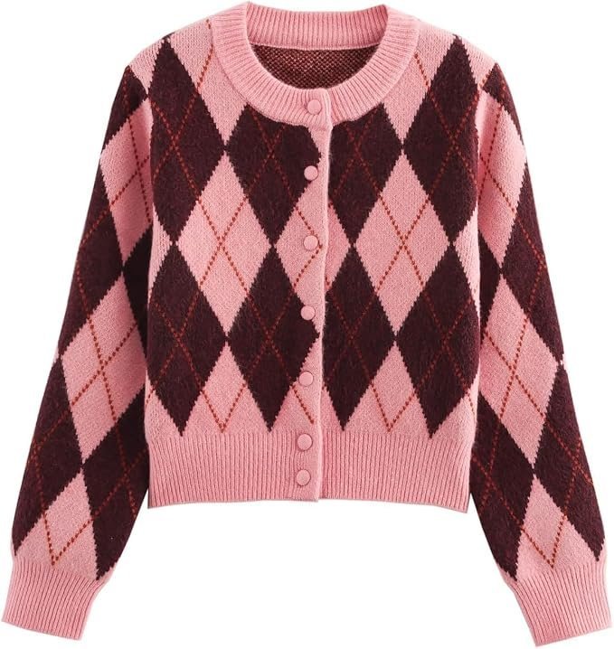 I planned one quick everyday stop. Jacket had other ideas. — Cufezn Womens Argyle Preppy Cardigan Sweater Button Down Elegant Sweater