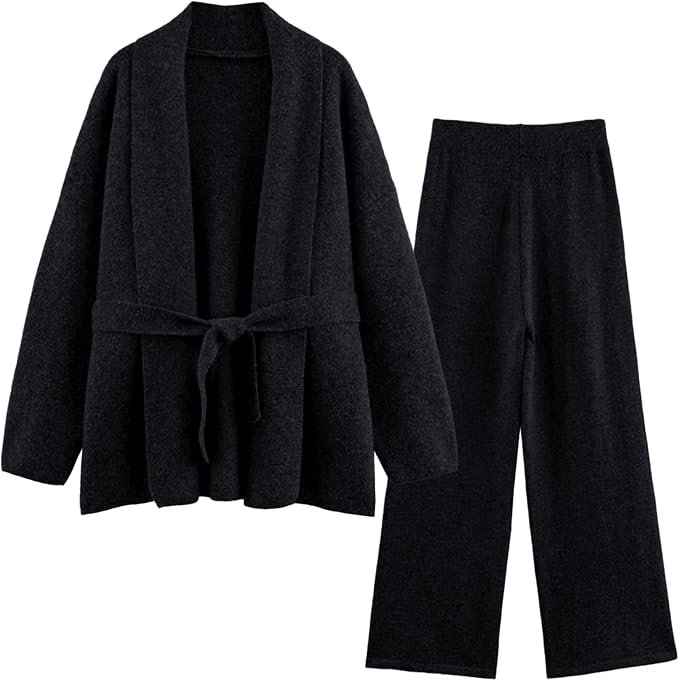 High pressure, low-effort Cardigan — Cufezn Women's 2 Piece Lounge Sets Matching Knit Fall Cardigan Outfits