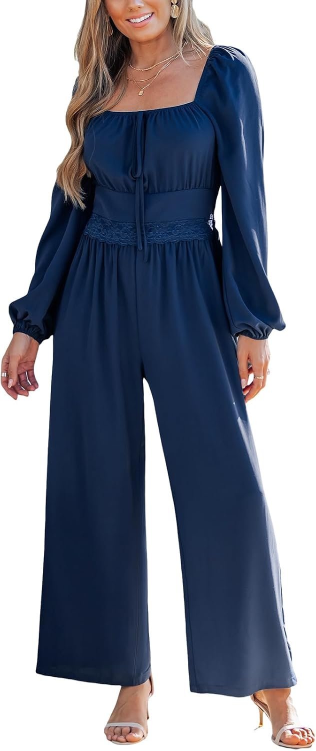 A very specific outfit mood: Wide-Leg Dress and nowhere urgent to be — Cupshe Women Wide Leg Jumpsuit Dressy Lace Waist Pockets Casual Jumpsuits