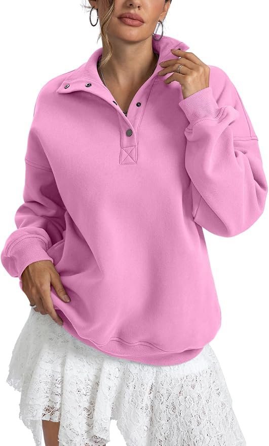 Sweatshirt understood the assignment before I did — EasyGala Womens Fleece Sweatshirts Oversized Henley Neck Pullover Tops 2026