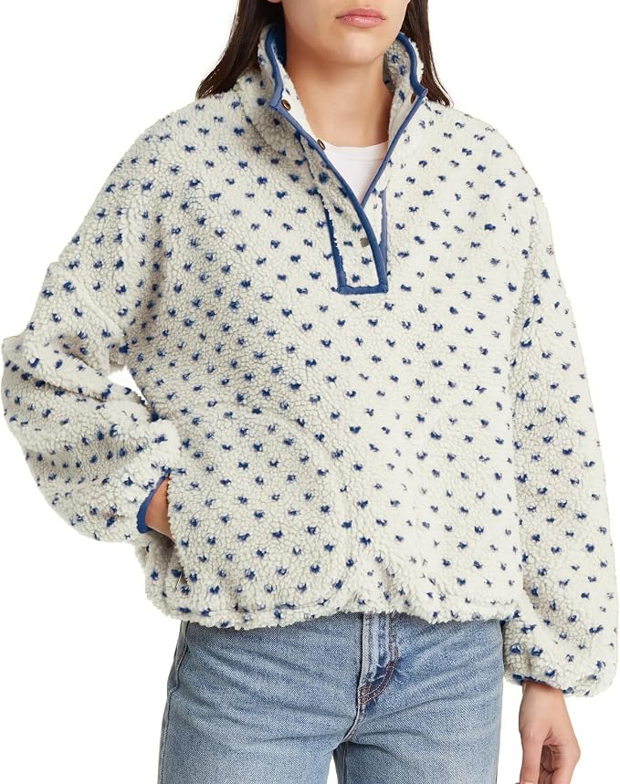 Sweatshirt and Pants made getting dressed suspiciously easy — Hixiaohe Fleece Sweatshirt for Women Winter Long Sleeve High Neck Fuzzy Sherpa Pullover Jacket Warm Outerwear with Pockets