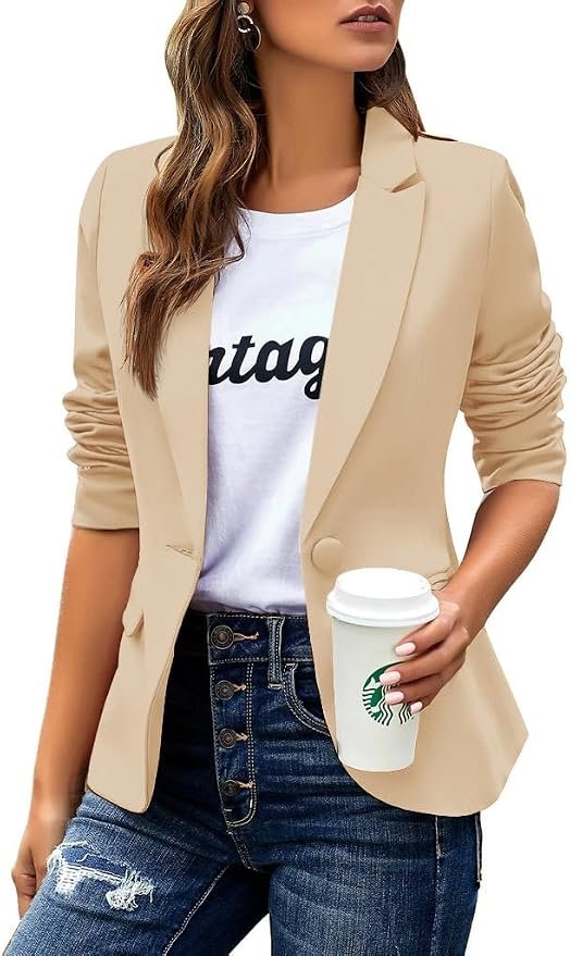The outfit detail I almost overlooked: Blazer — Huatandis Women's Business Casual Blazer Notched Lapel Work Suit Jacket