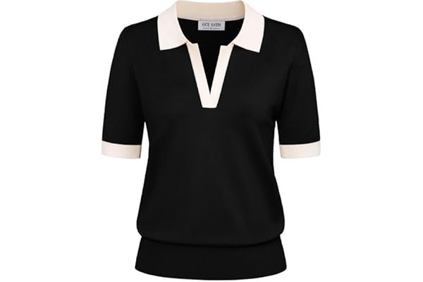 Chic, simple, and functional: Shorts for a at-home day — Kate Kasin Women Short Sleeve Polo Sweater V Neck Knitted Tops Casual Ribbed Shirt Loose Pullover Sweater