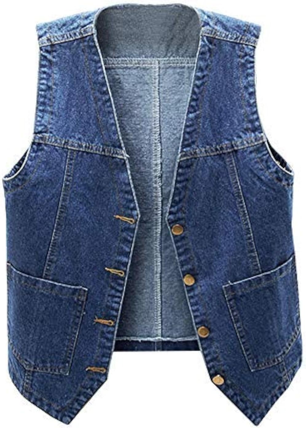 Soft textures, clean lines: Jacket in the late-night light — Ladyful Womens Sleeveless Denim Vest V Neck Button Down Jean Vest Top