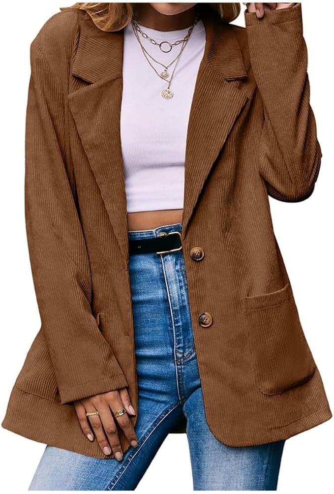 A well-suited punchline featuring Blazer — Ladyful Womens Lapel Corduroy Blazer Jacket Dressy Casual Business Suit Jacket Fall Trendy Work Outerwear