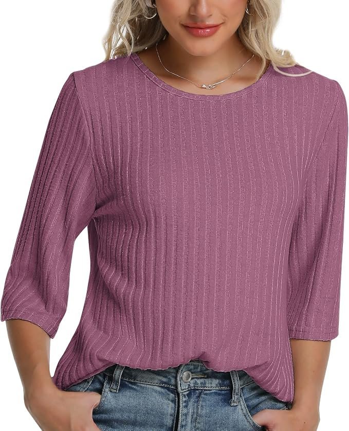 The schedule said casual; Dress heard camera-ready — Magicatelier Women Fall Outfits Sweaters Tunic Tops Loose Fit Dressy 3/4 Sleeve Crew Neck Business Casual Blouses Shirts 2026