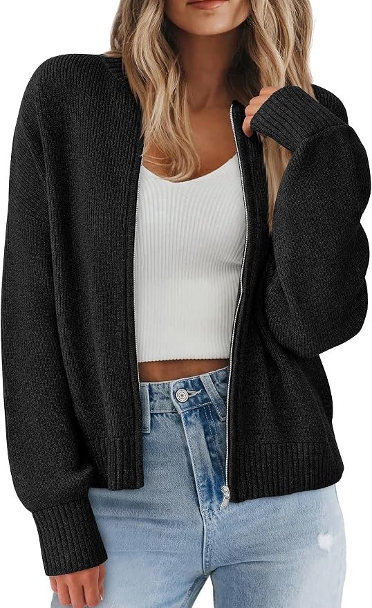 Jacket brought its own sunshine — Nalanisa Women's Chunky Knit Zipper Cardigan Sweaters 2026 Fall Open Front